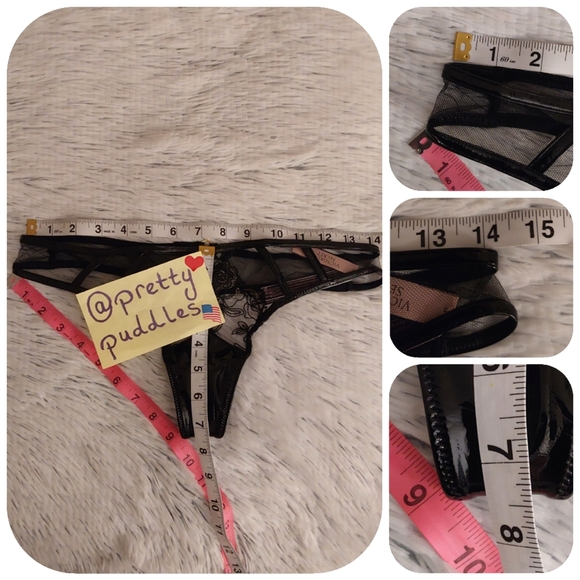 🖤 VS Very Sexy Midnight Affair Rose Embroidery Faux Leather Thong Panty 🖤 - Picture 10 of 16